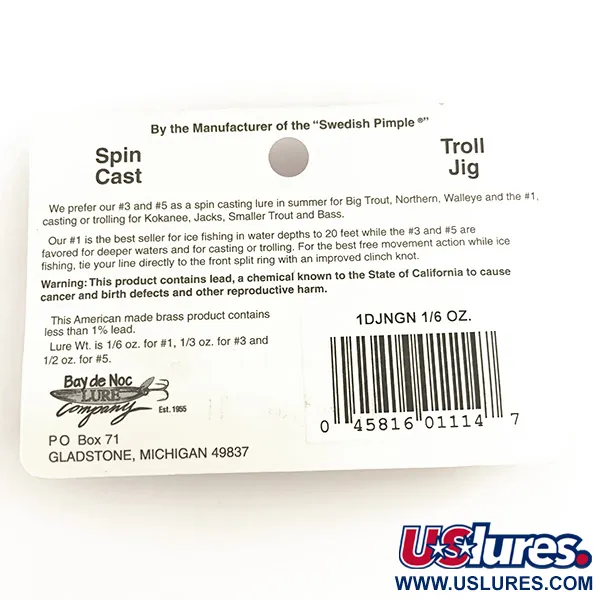 Bay de No Do-Jigger Lusikkauistin, Nikkeli / Vihreä, 5g, Rengas, #6422