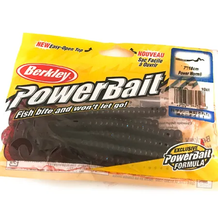 Berkley Power Worm jigi, Tummanpunainen/Sininen hile, 18cm, #6487