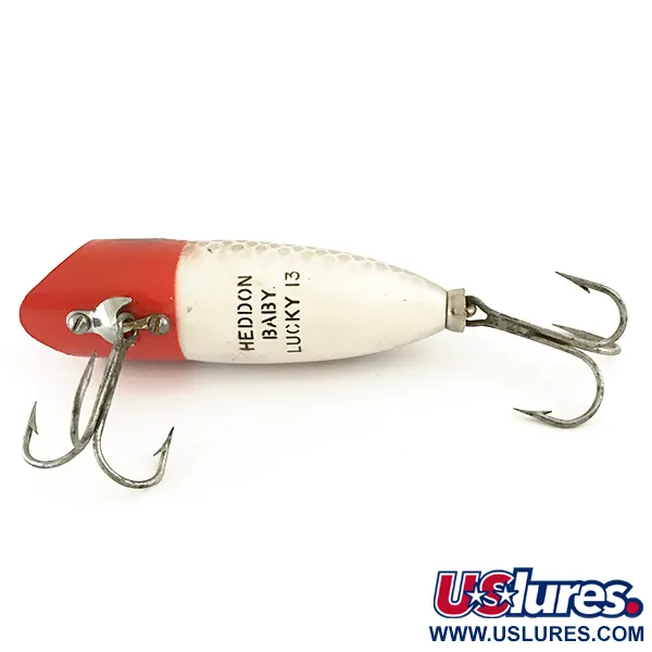 Heddon Baby Lucky 13 Pintaviehe, Puna/Valko/Hopea, 9g, #6550