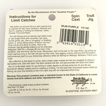 Bay de Noc Do-Jigger Lusikka, Nikkeli / Violetti, 9g, Lätkät, #6573