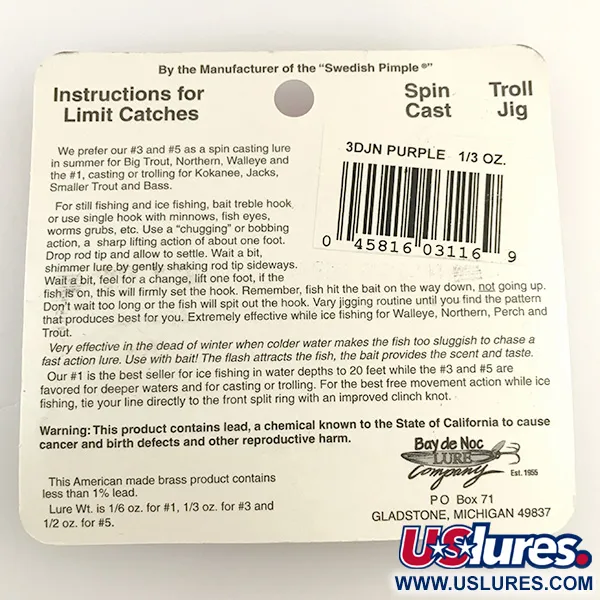 Bay de Noc Do-Jigger Lusikka, Nikkeli / Violetti, 9g, Lätkät, #6573