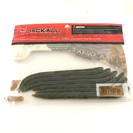 Jackall Flick Shake Worm jigi, Green Pumpkin Pepper, 14cm, #6679