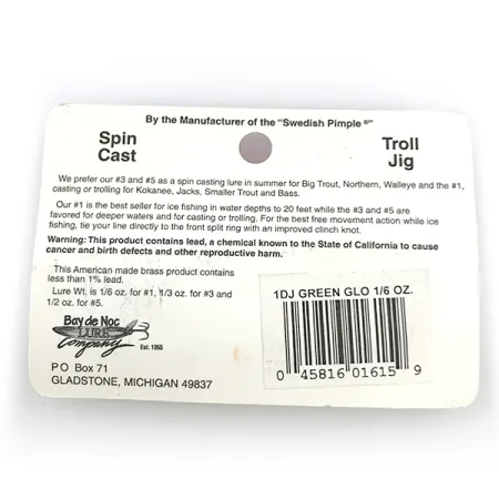 Bay de Noc Do-Jigger 1 Lusikka, White/Green Glow, 5g, Hohtava, #6736