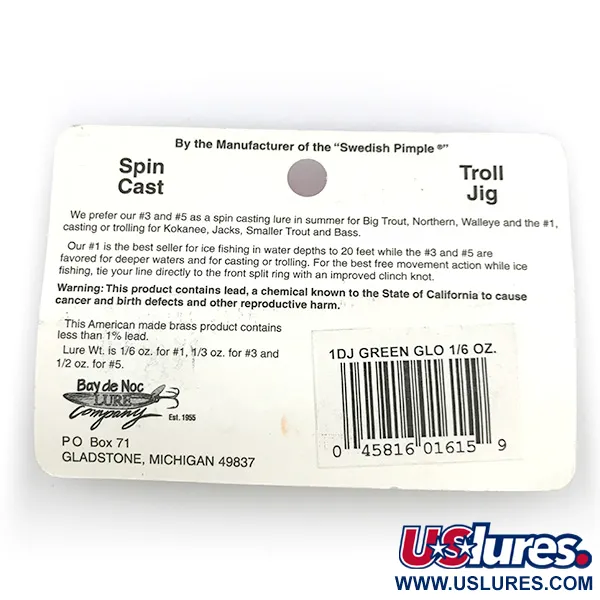 Bay de Noc Do-Jigger 1 Lusikka, White/Green Glow, 5g, Hohtava, #6736
