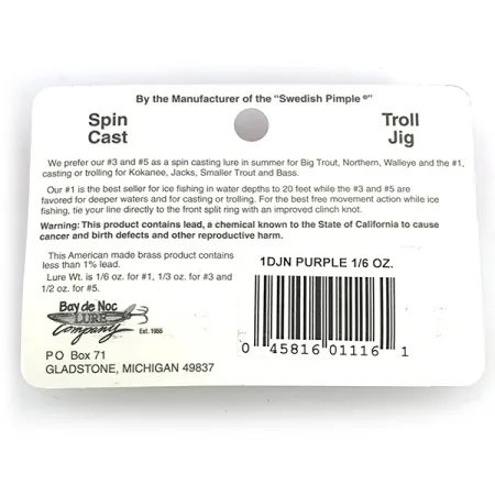 Bay de Noc Do-Jigger 1 Lusikka, Nikkeli/Purppura, 4,7g, Läpät, #6777