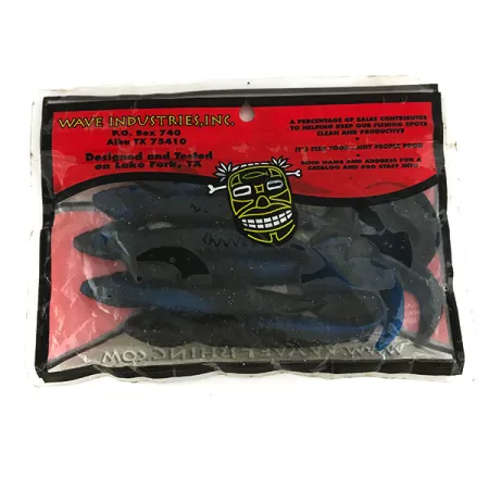 Wave Worms pehmoviehe, Musta / Sininen hile, 13 cm, sirppipyrstö, #6959