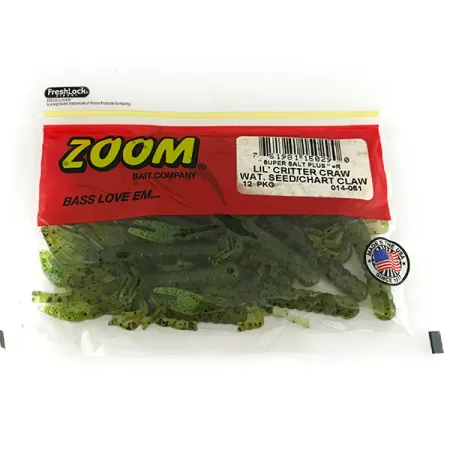 Zoom Lil Critter Craw Pehmoviehe, Wat Seed / Chartreuse, 8cm, #7091