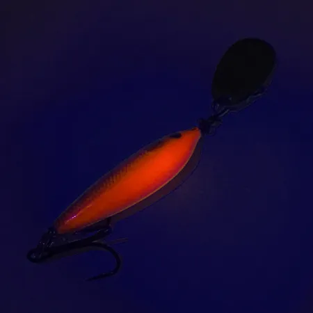 Blue Fox Vibrax Minnow Spin 1 UV, Oranssi / Kulta, 4g, UV-aktiivinen, #7687