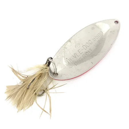 Dardevle Devle Dog 5500 Lusikka, Puna/Valko/Nikkeli, 21g, Höyhen, #7791