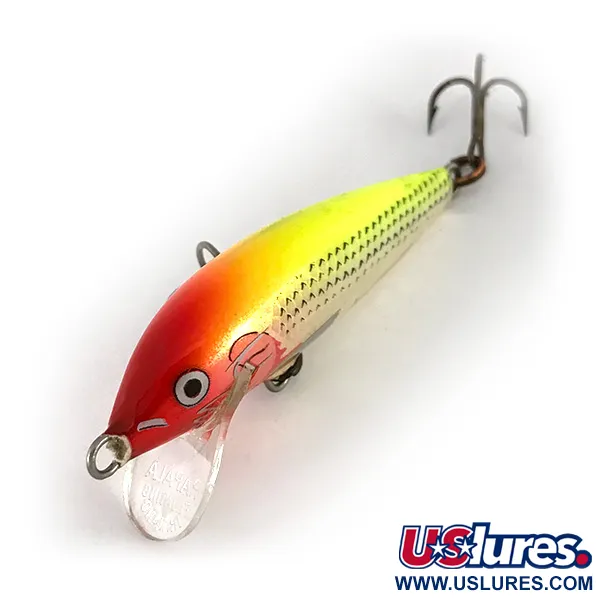 Rapala Original Floater F5 Vaappu, Puna-Kelta-Hopea, 2,3g, Balsa, #7793