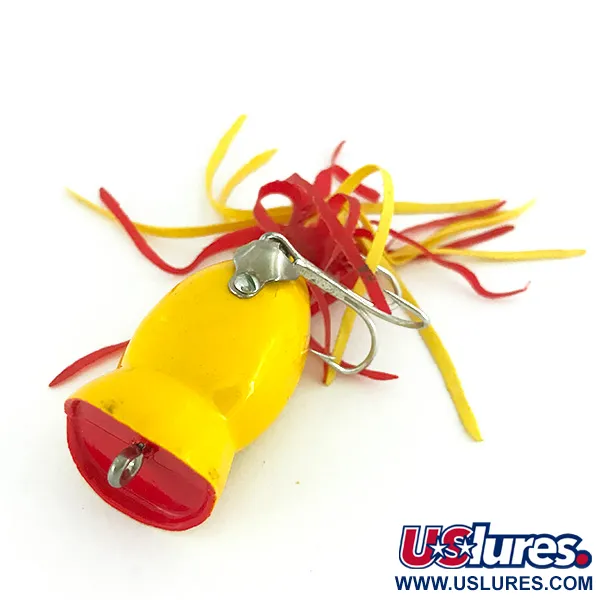 Fred Arbogast Hula Popper Pintaviehe, Keltainen, 8g, Kumihame, #7810