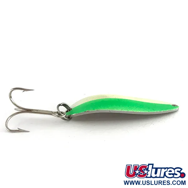 Acme Little Cleo Glow Lusikkauistin, Valkoinen / Vihreä / Nikkeli, 11g, #8435