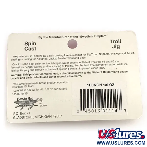 Bay de Noc Do-Jigger Lusikka, Nikkeli / Vihreä, 5g, Messinki, #8779