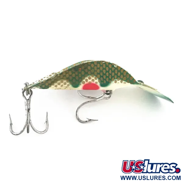 Buck Perry Spoonplug Lusikkauistin, Vihreä-Kulta, 10g, Vintage, #8900