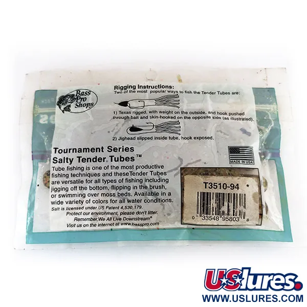 Bass Pro Shops Salty Tender Tubes jigi, Green Pumpkin, 7cm, #9624