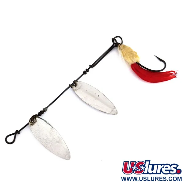 Hildebrandt Size 3 Slim Eli Double Spinner Lippa, Nikkeli / Punainen, 5g, #9832