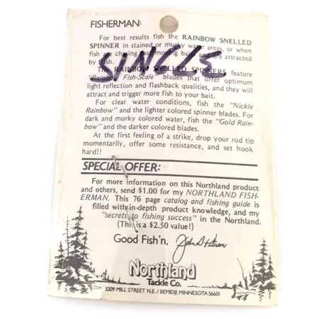 Northland tackle Rainbow Snelled Spinner, Chartreuse, 2g, #9999